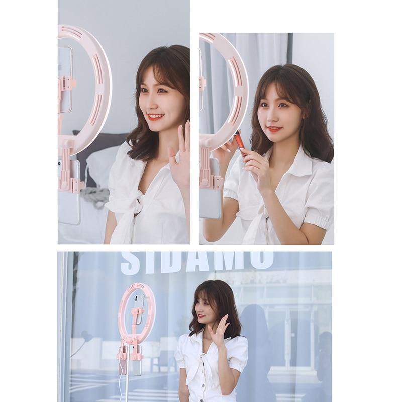 Dimmable Ring Light Foldable Round LED 3 Modes with Non-Slip Phone Clip