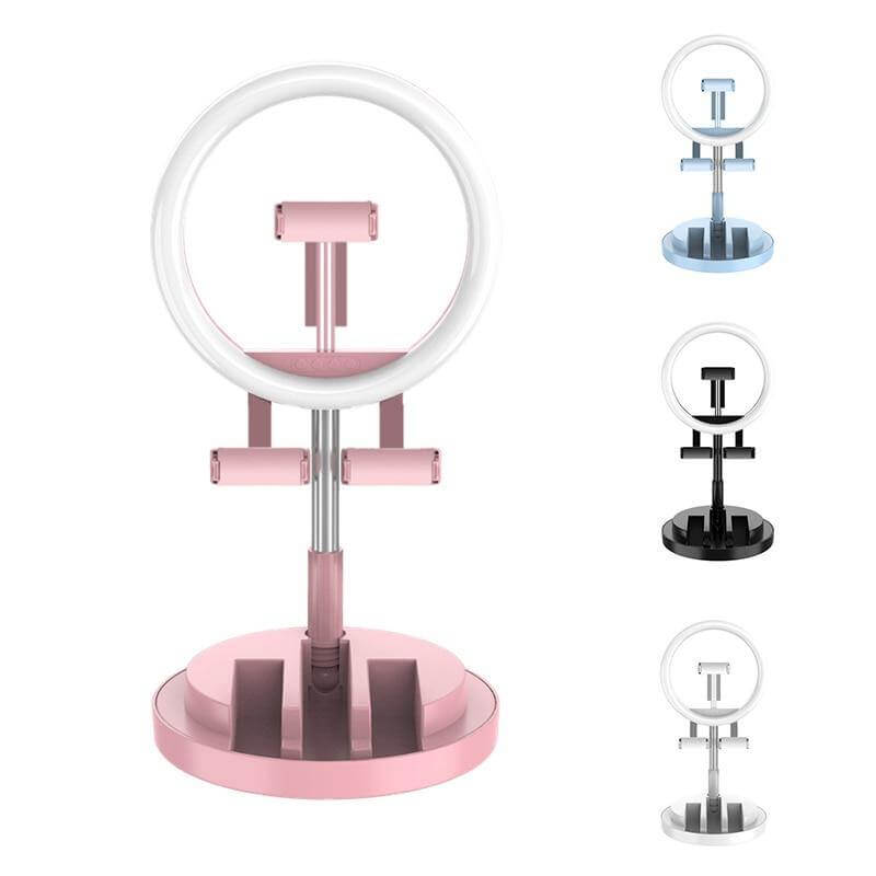 Dimmable Ring Light Foldable Round LED 3 Modes with Non-Slip Phone Clip