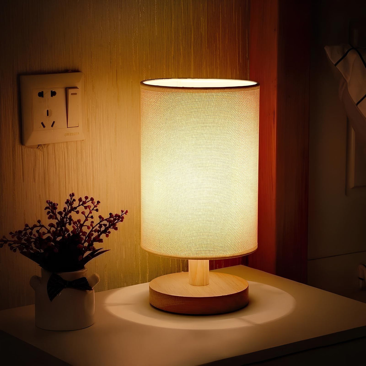 Dimmable Table Lamp with Remote Control | Plain White or Textured Grey | 3 Light Colours, USB Powered