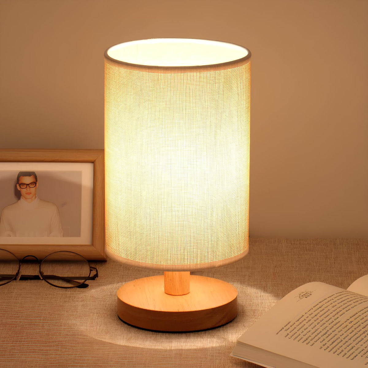 Dimmable Table Lamp with Remote Control | Plain White or Textured Grey | 3 Light Colours, USB Powered