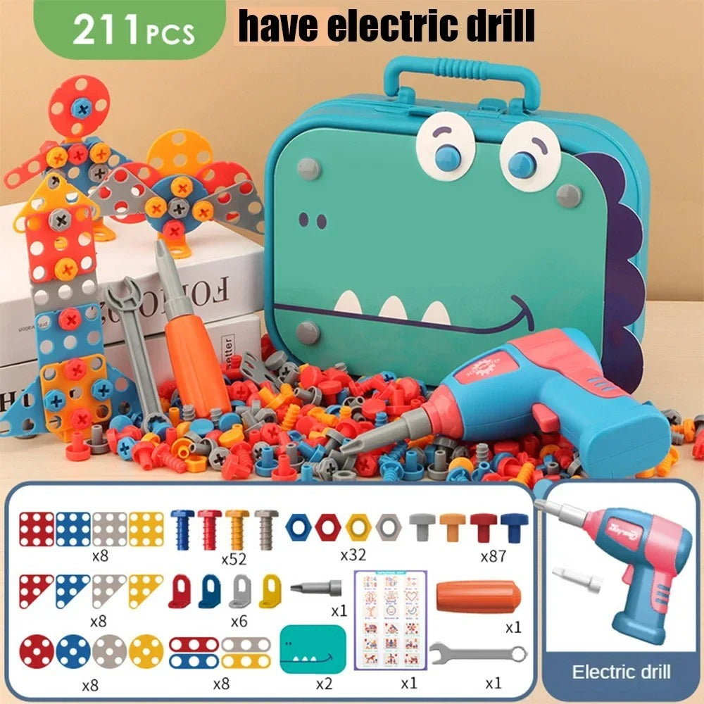 Dinosaur Building Blocks Set, BPA-Free Plastic | 50+ Pieces with 3 Assembly Tools | Builds Fine Motor Skills for Ages 3+
