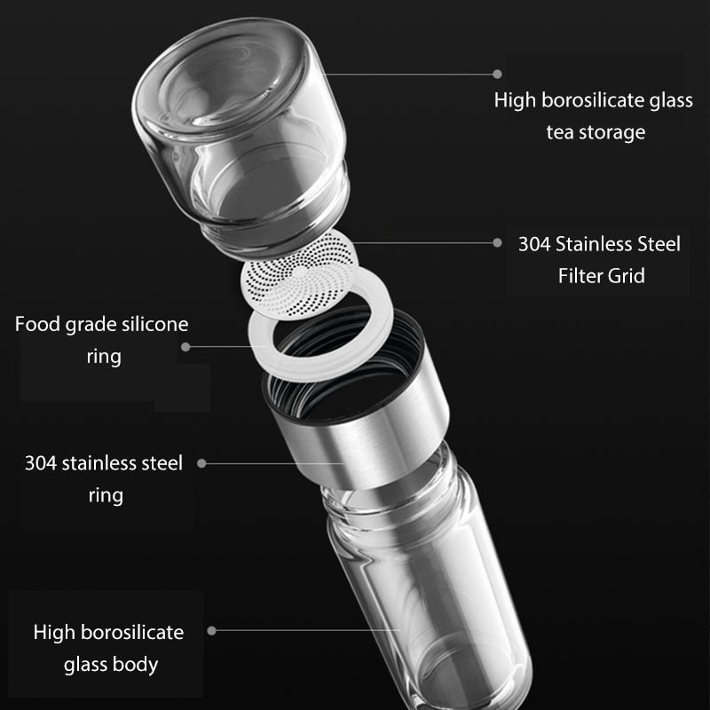 Double Wall Tea Bottle Stainless Steel Eco-Friendly Glass with Insulation
