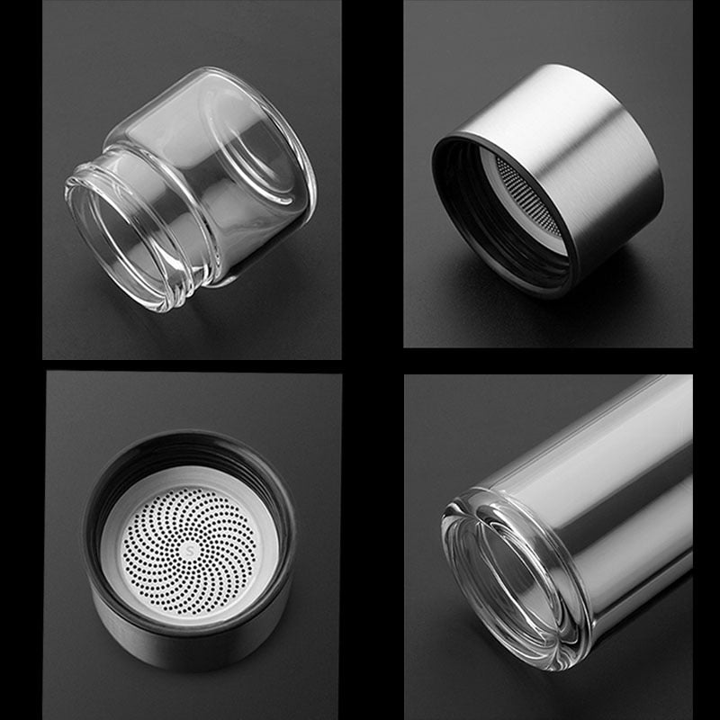 Double Wall Tea Bottle Stainless Steel Eco-Friendly Glass with Insulation