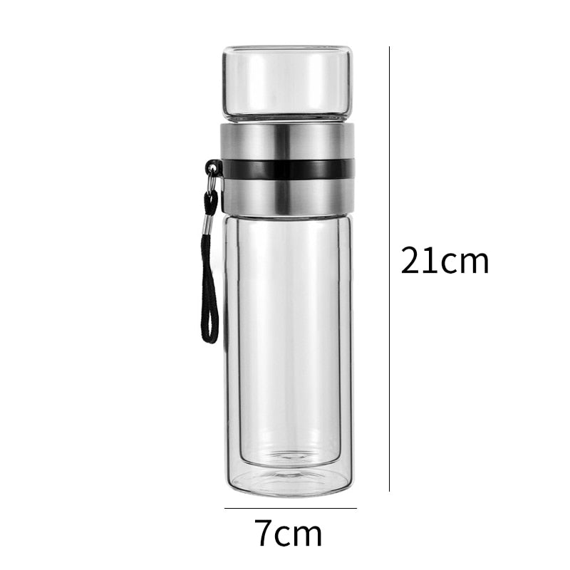 Double Wall Tea Bottle Stainless Steel Eco-Friendly Glass with Insulation