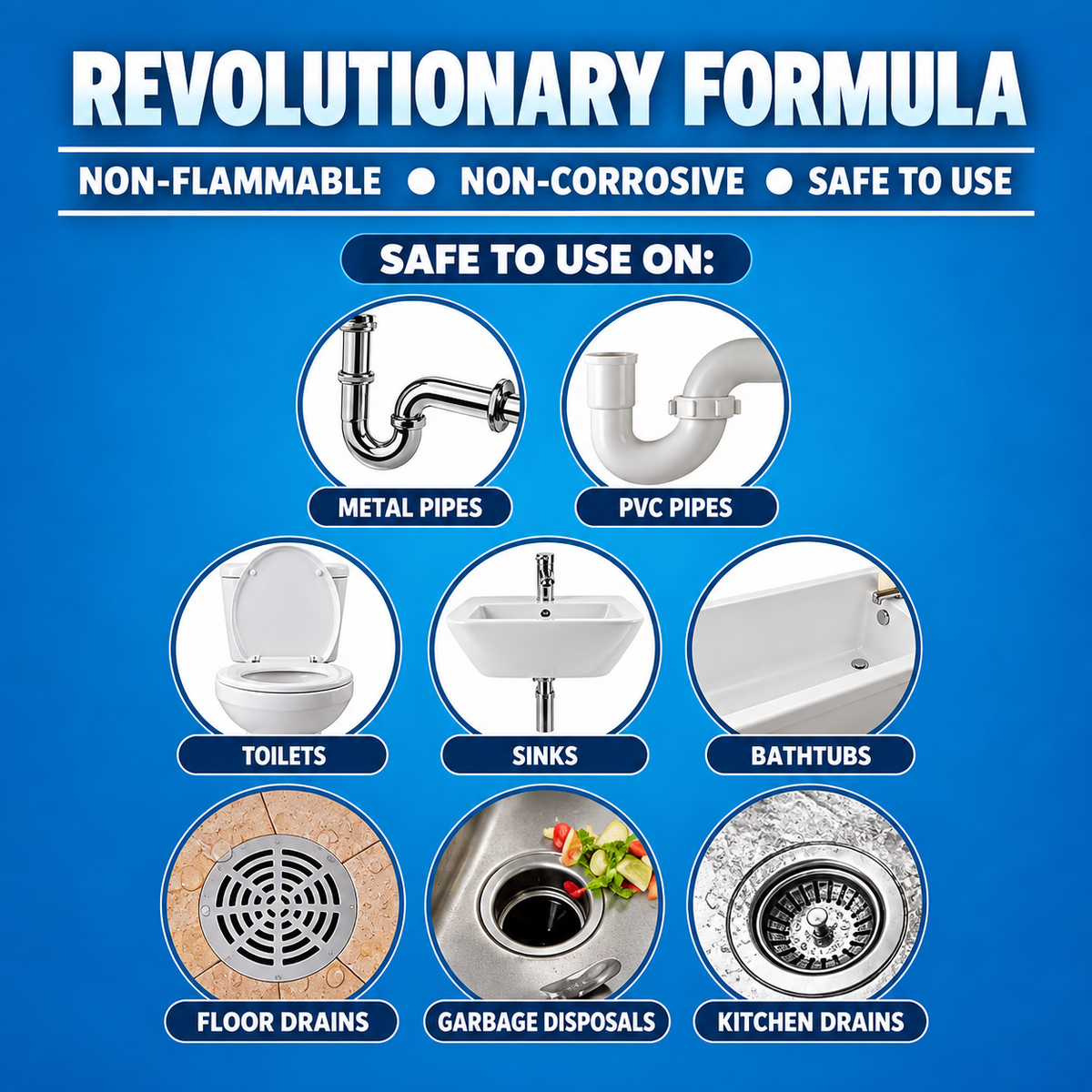 Drain Cleaner 110g | Fast-Acting Foaming Formula | Clears Clogs in Sinks, Showers & Toilets Without Scrubbing or Tools