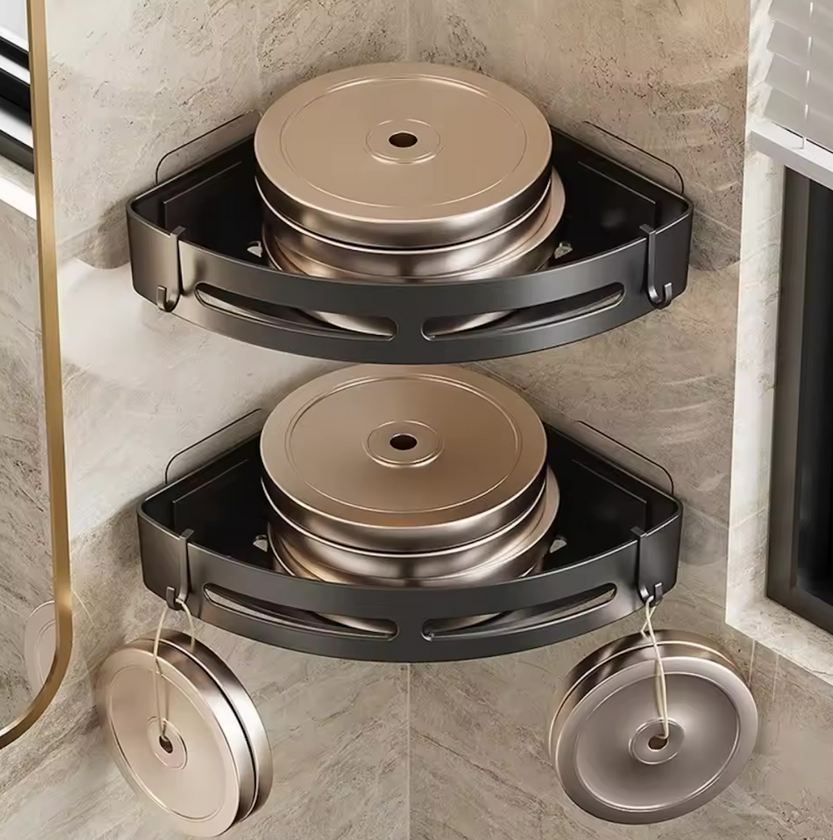 Drill-Free Shower Shelf | Corner Bathroom Storage Organizer