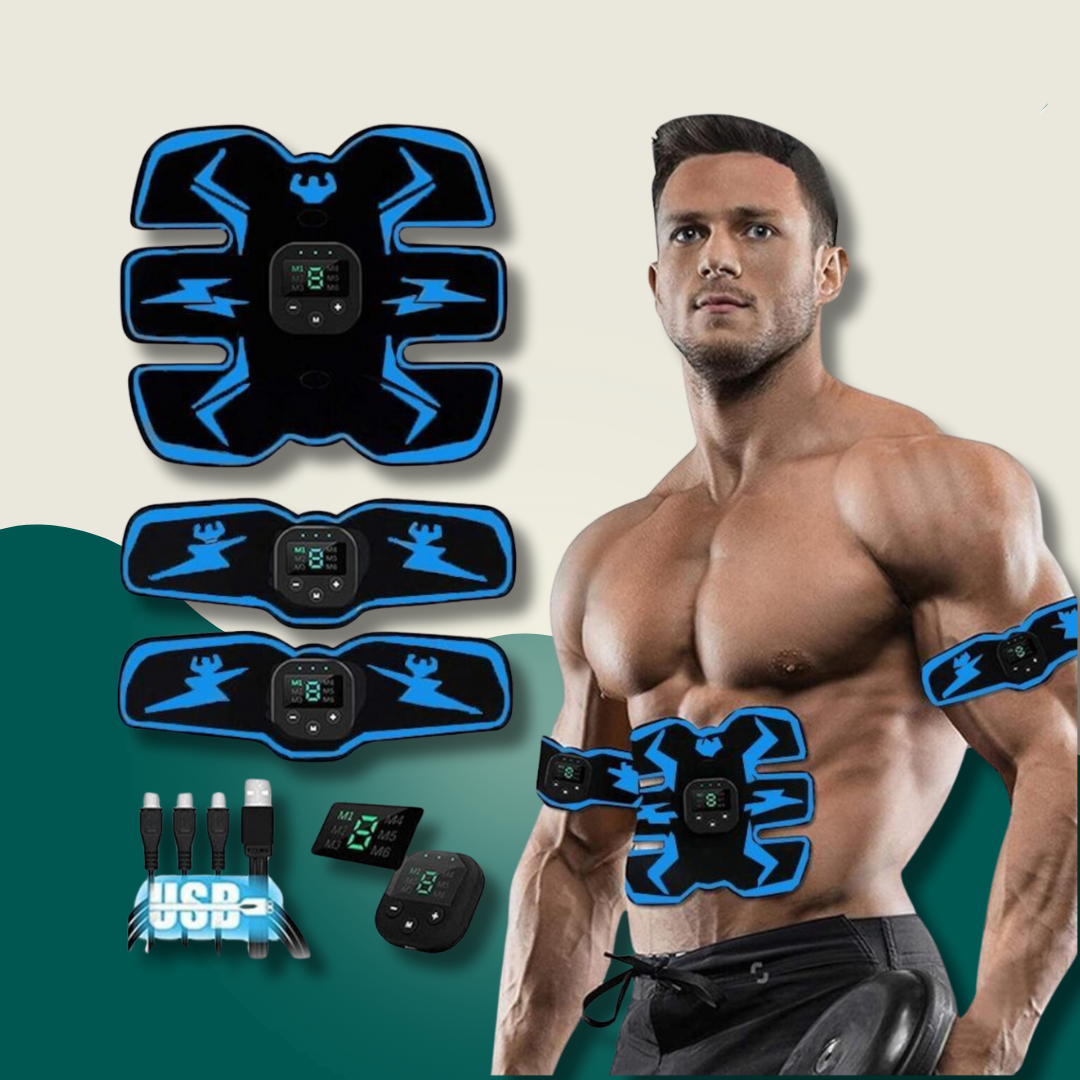 EMS Abdominal Muscle Stimulator | Multiple Modes & Adjustable Intensity | USB Rechargeable Fitness Trainer with LED Display