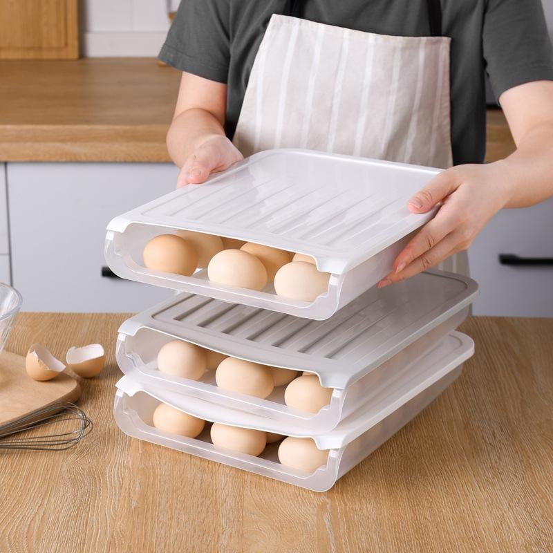 Egg Storage Holder Auto Scrolling Clear Plastic with 18-Egg Capacity