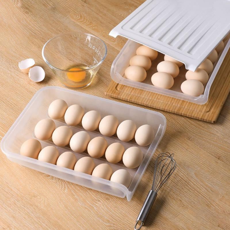 Egg Storage Holder Auto Scrolling Clear Plastic with 18-Egg Capacity