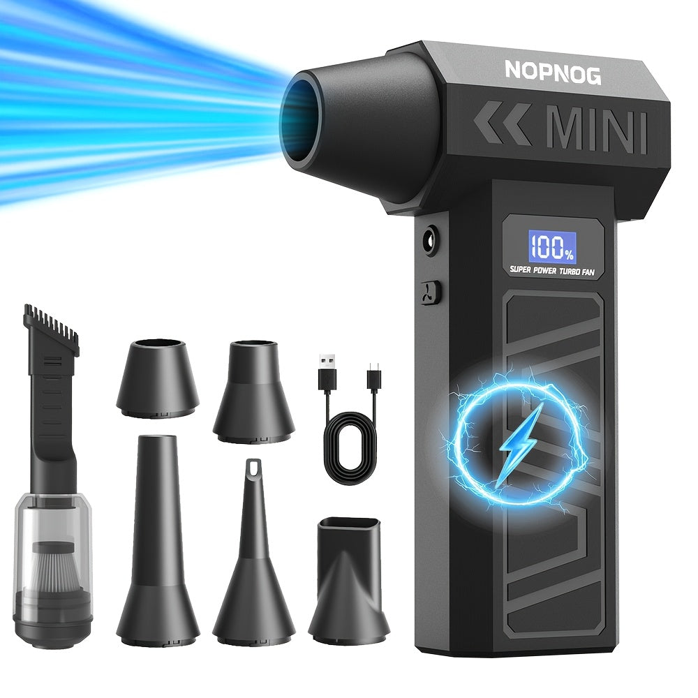 Electric Air Duster & Mini Vacuum Cleaner | 130,000 RPM Brushless Motor | 2x 4000 mAh Battery, USB-C Fast Charging