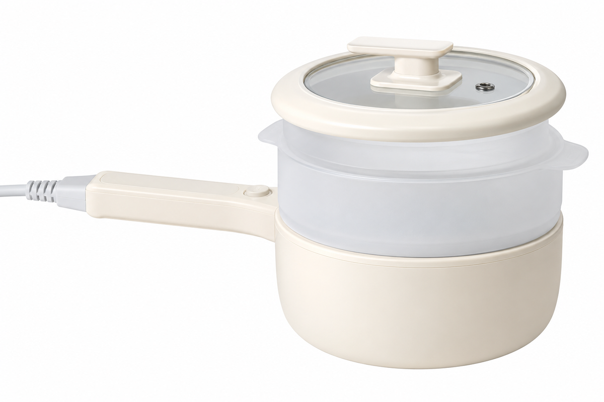 Electric Cooker Non-Stick Ceramic Interior 1.5 Litre | Cool-Touch Handle, Two Heat Settings | Portable Boil, Steam, Sauté & Fry