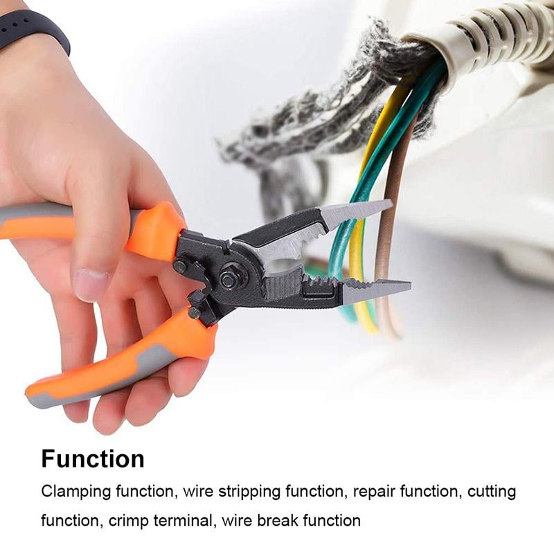 Electrician Pliers Multifunctional Steel Alloy Anti-Slip with Safety Lock