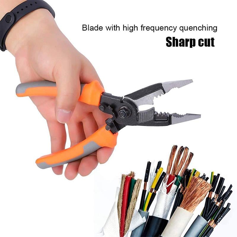 Electrician Pliers Multifunctional Steel Alloy Anti-Slip with Safety Lock