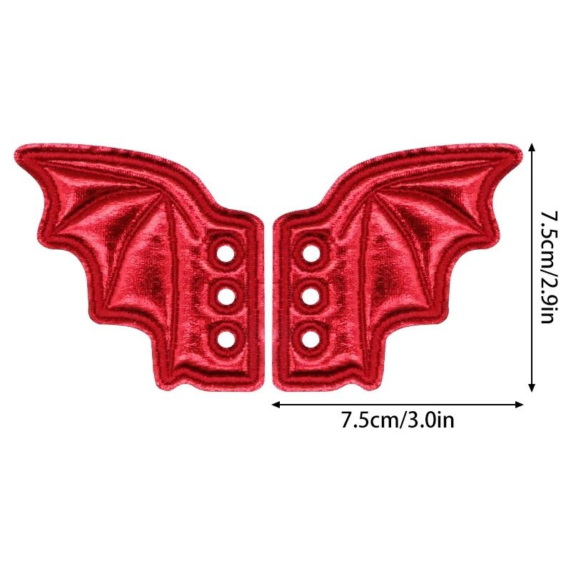 Embroidered Shoe Wing Charms Fabric | Bat-Wing Design with Metallic Thread Accents | Universal Fit for Most Shoelaces