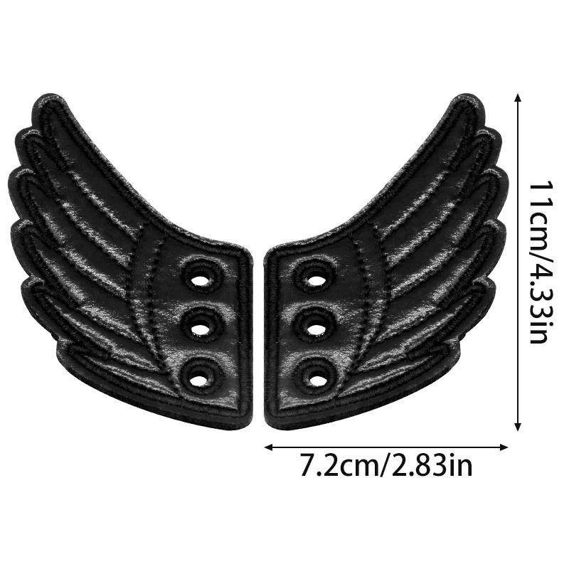 Embroidered Shoe Wing Charms Fabric | Bat-Wing Design with Metallic Thread Accents | Universal Fit for Most Shoelaces