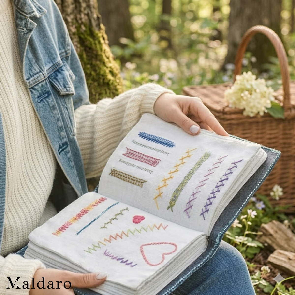Embroidery Kit Beginners 106-Stitch Removable Pages with Bamboo Frame