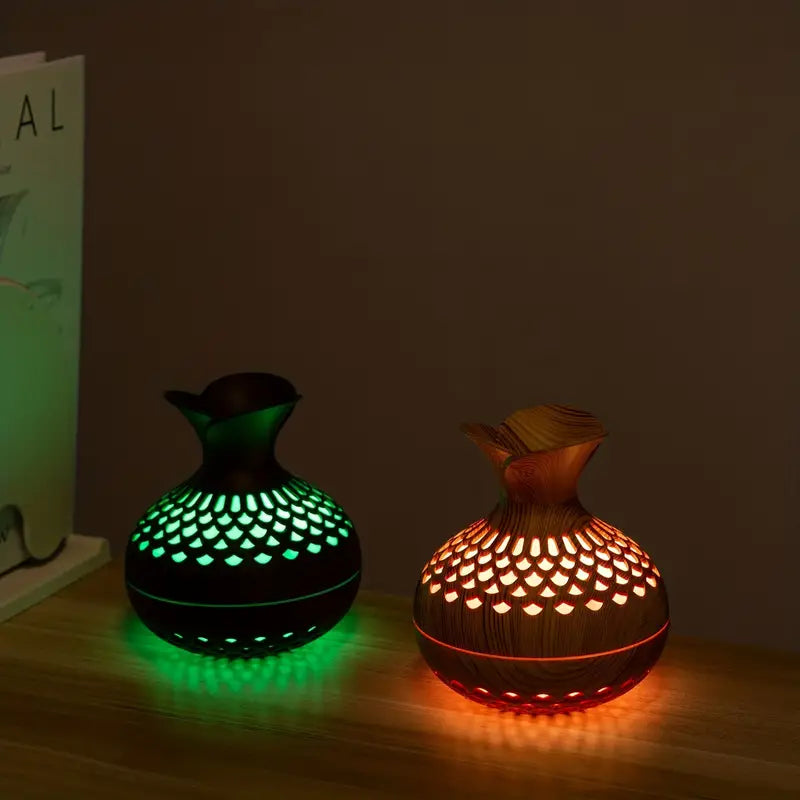 Essential Oil Diffuser 300 ml Tank | Brown or Black LED Night Light | Ultrasonic Aromatherapy Humidifier for Bedroom & Office