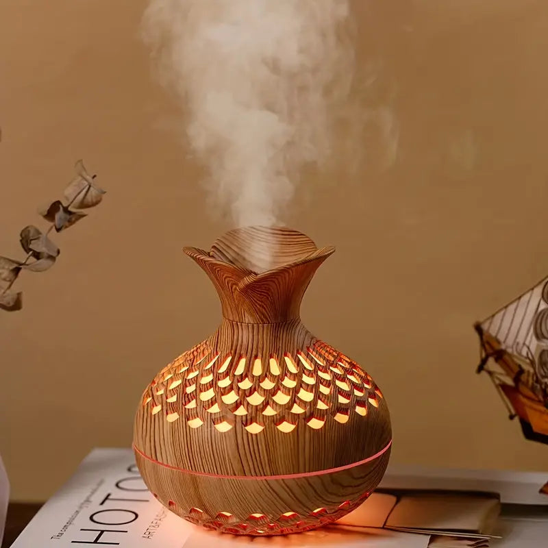 Essential Oil Diffuser 300 ml Tank | Brown or Black LED Night Light | Ultrasonic Aromatherapy Humidifier for Bedroom & Office