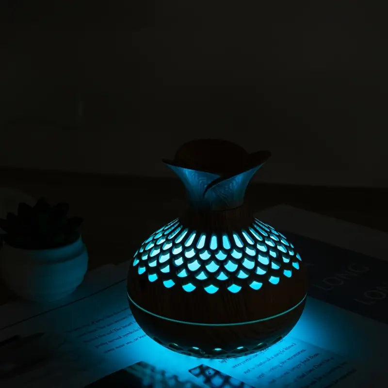 Essential Oil Diffuser 300 ml Tank | Brown or Black LED Night Light | Ultrasonic Aromatherapy Humidifier for Bedroom & Office