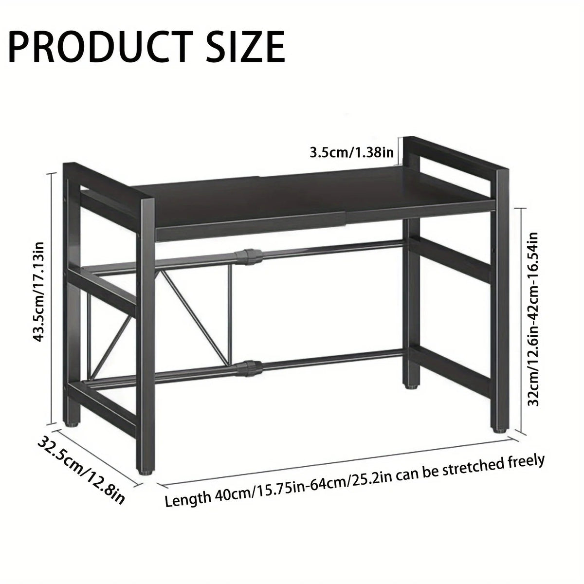 Expandable Microwave Oven Shelf | Six-Hook Storage Rack