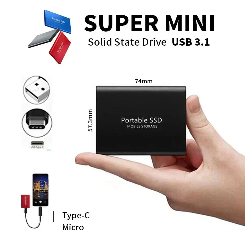 External SSD Flash Drive 128GB | USB 3.1 & USB-C | Pocket Solid-State Drive