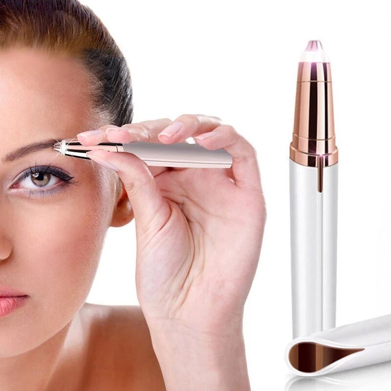 Eyebrow & Face Trimmer for Women | 360° Rotating Head, LED Light, USB Rechargeable | Painless, No Nicks or Redness
