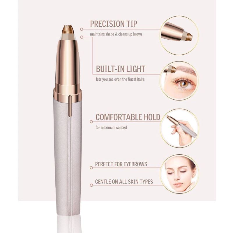 Eyebrow & Face Trimmer for Women | 360° Rotating Head, LED Light, USB Rechargeable | Painless, No Nicks or Redness