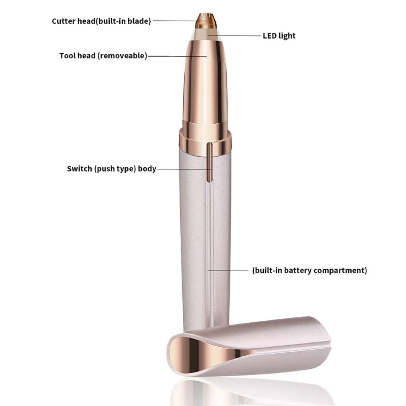 Eyebrow & Face Trimmer for Women | 360° Rotating Head, LED Light, USB Rechargeable | Painless, No Nicks or Redness