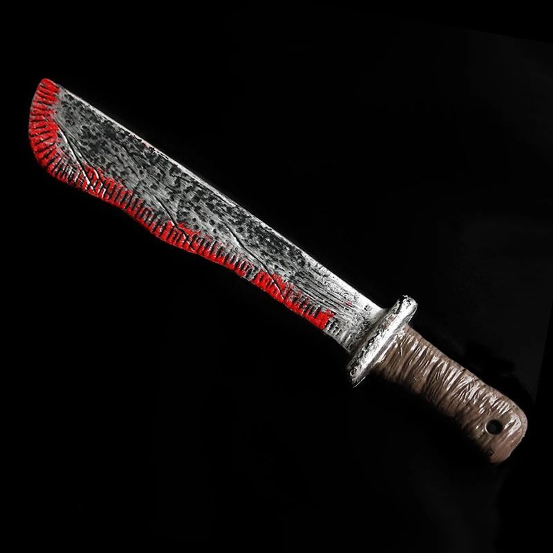 Fake Bloody Knife Prop Halloween Costume Accessory | Blunt Safe Plastic Blade with Blood Splatter Effect | Lightweight Horror Prop
