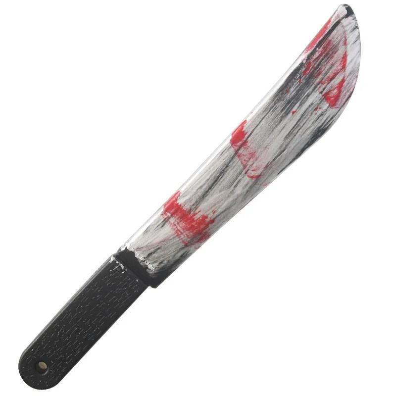Fake Bloody Knife Prop Halloween Costume Accessory | Blunt Safe Plastic Blade with Blood Splatter Effect | Lightweight Horror Prop