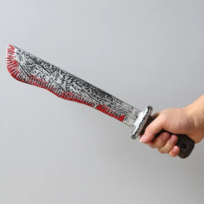 Fake Bloody Knife Prop Halloween Costume Accessory | Blunt Safe Plastic Blade with Blood Splatter Effect | Lightweight Horror Prop