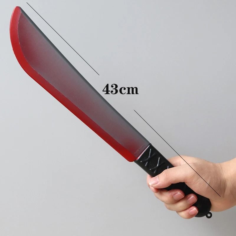 Fake Bloody Knife Prop for Halloween | Realistic Blood Splatter Blade | Safe Rounded-Edge Plastic Costume Prop