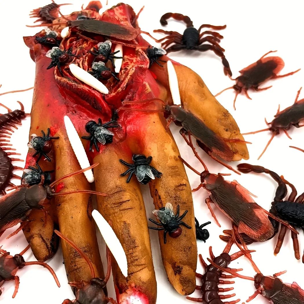 Fake Cockroach Prank Toys for Halloween & Party Pranks | 50-Piece Set, Lifelike Detail | Reusable Novelty Bugs
