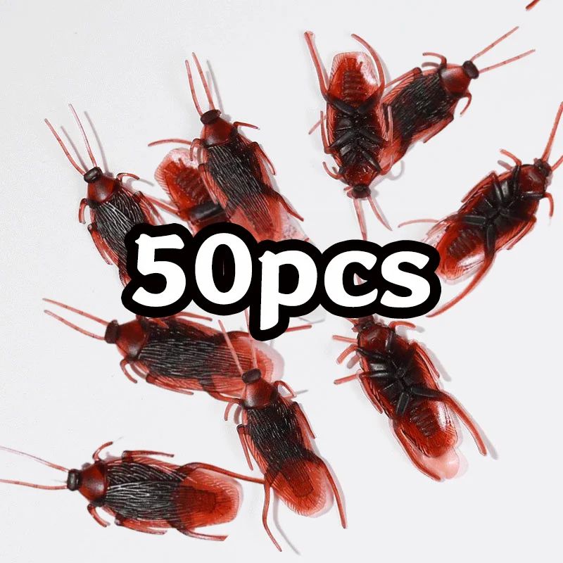 Fake Cockroach Prank Toys for Halloween & Party Pranks | 50-Piece Set, Lifelike Detail | Reusable Novelty Bugs