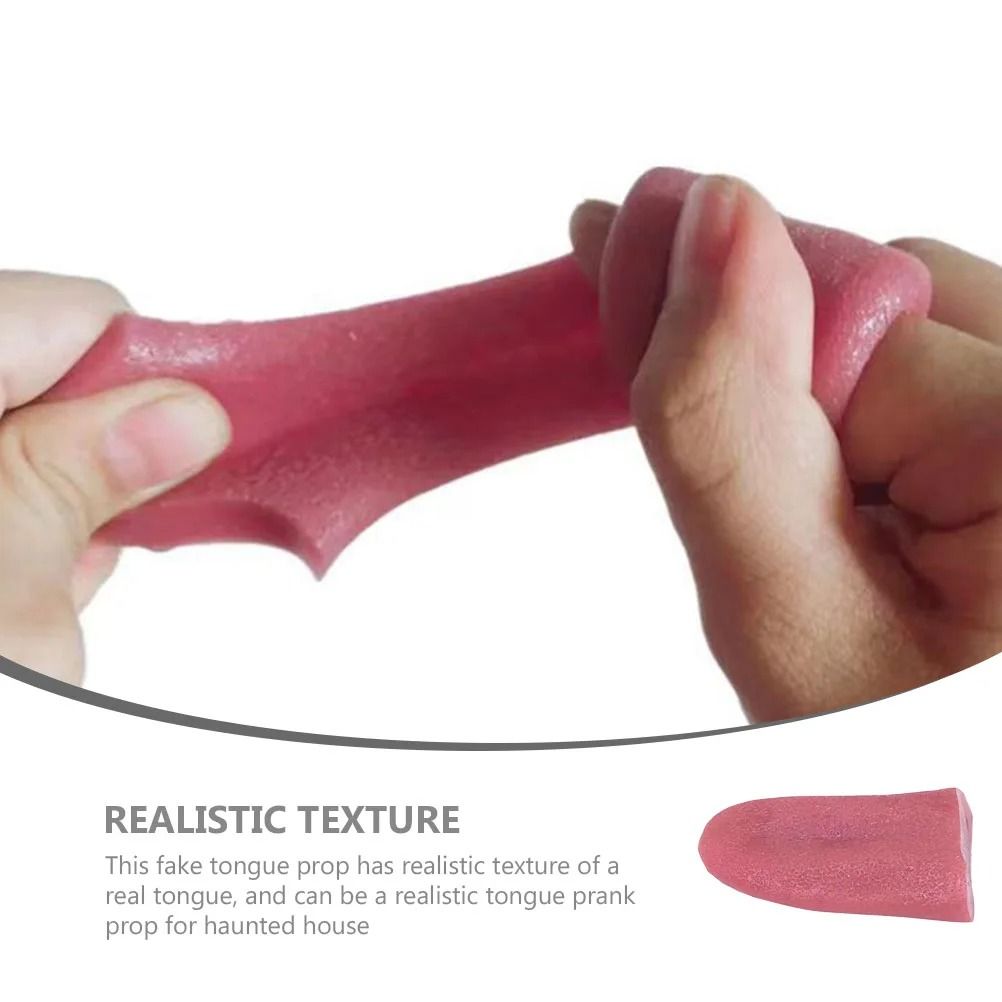 Fake Tongue Prop Halloween Costume Trick Toy | Stretchy Shape-Memory TPR Material | Washable Reusable Magic Prank Prop