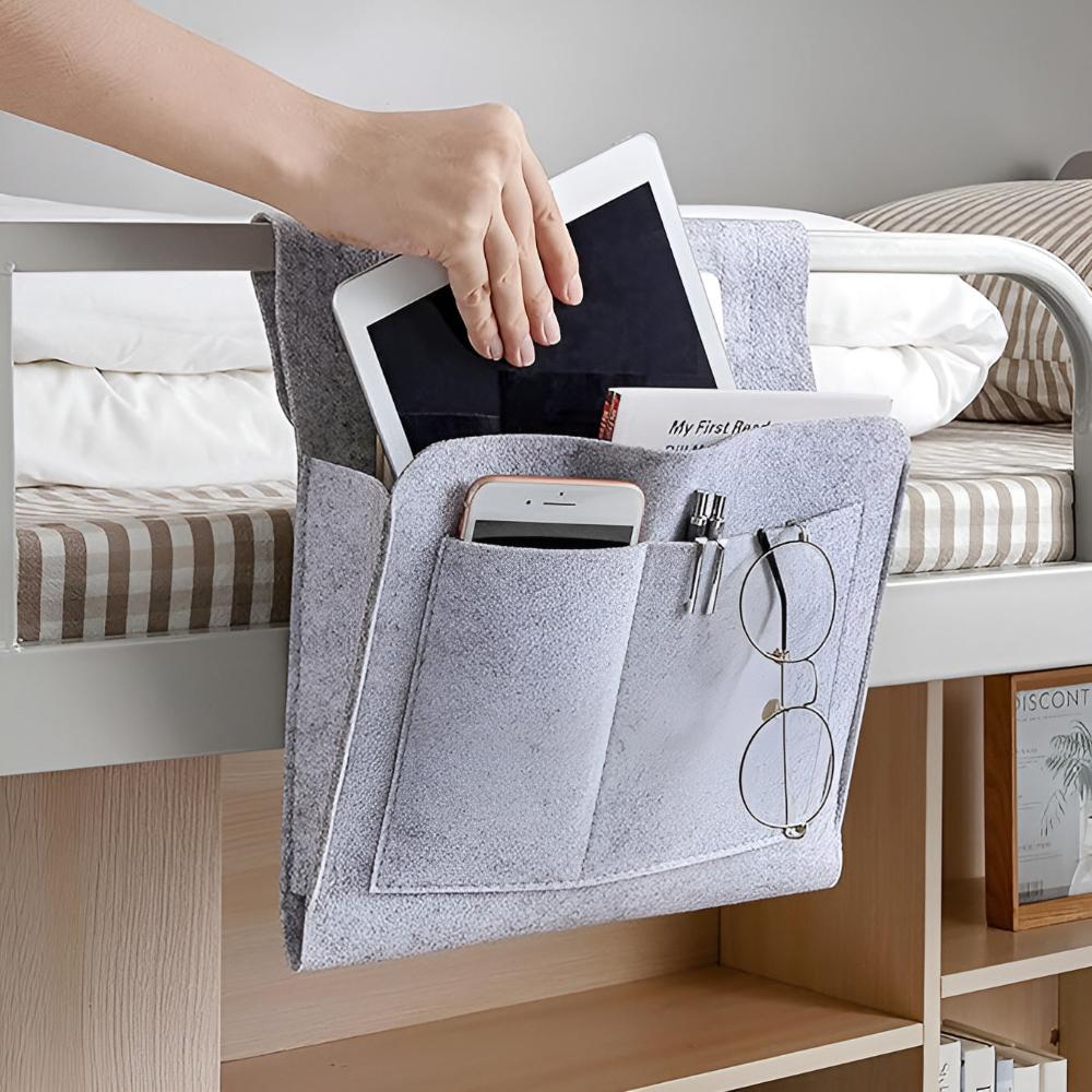 Felt Bedside Storage Organiser | Pockets And Cable Slot