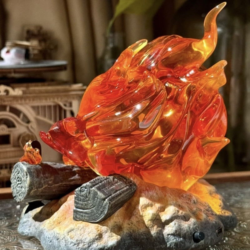 Flame Character Night Light | Handcrafted LED Resin Lamp | Warm Cosy Ambient Glow for Bedroom & Living Room Decor