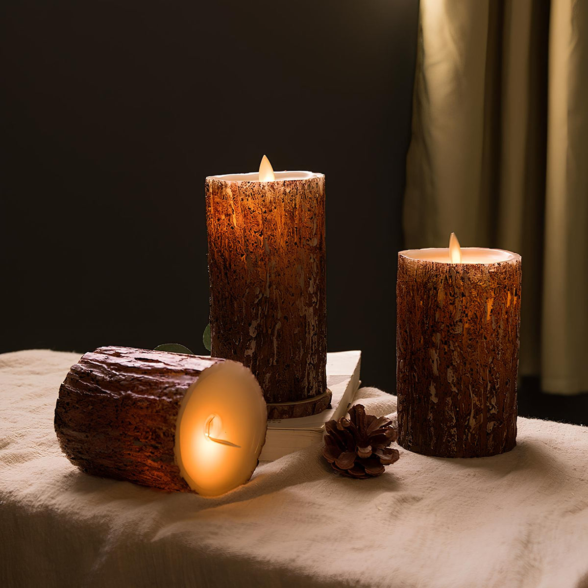 Flameless LED Block Candles ABS 5-Piece Set, 10-20 cm | Realistic Flicker Effect | Battery-Powered, No Open Flame