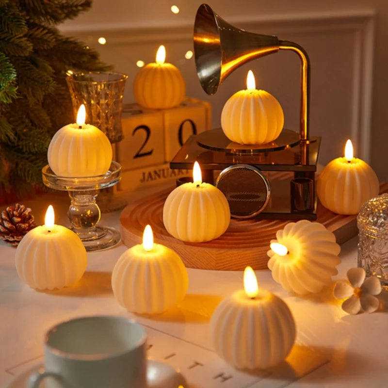 Flameless LED Block Candles ABS 5-Piece Set, 10-20 cm | Realistic Flicker Effect | Battery-Powered, No Open Flame