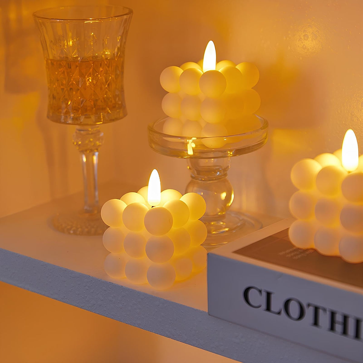 Flameless LED Block Candles ABS 5-Piece Set, 10-20 cm | Realistic Flicker Effect | Battery-Powered, No Open Flame