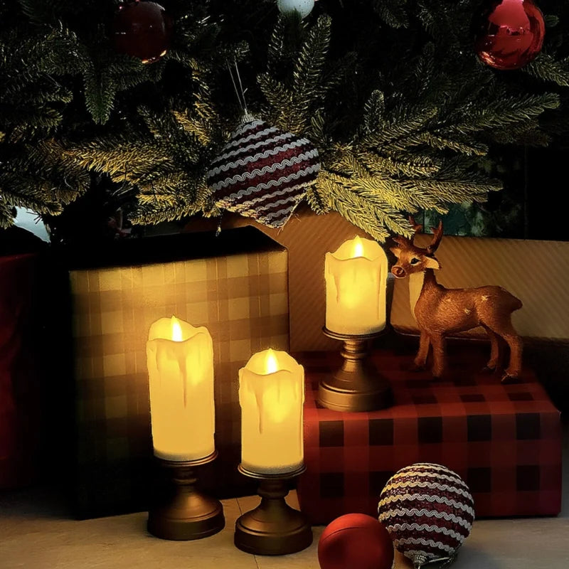 Flameless LED Block Candles ABS 5-Piece Set, 10-20 cm | Realistic Flicker Effect | Battery-Powered, No Open Flame