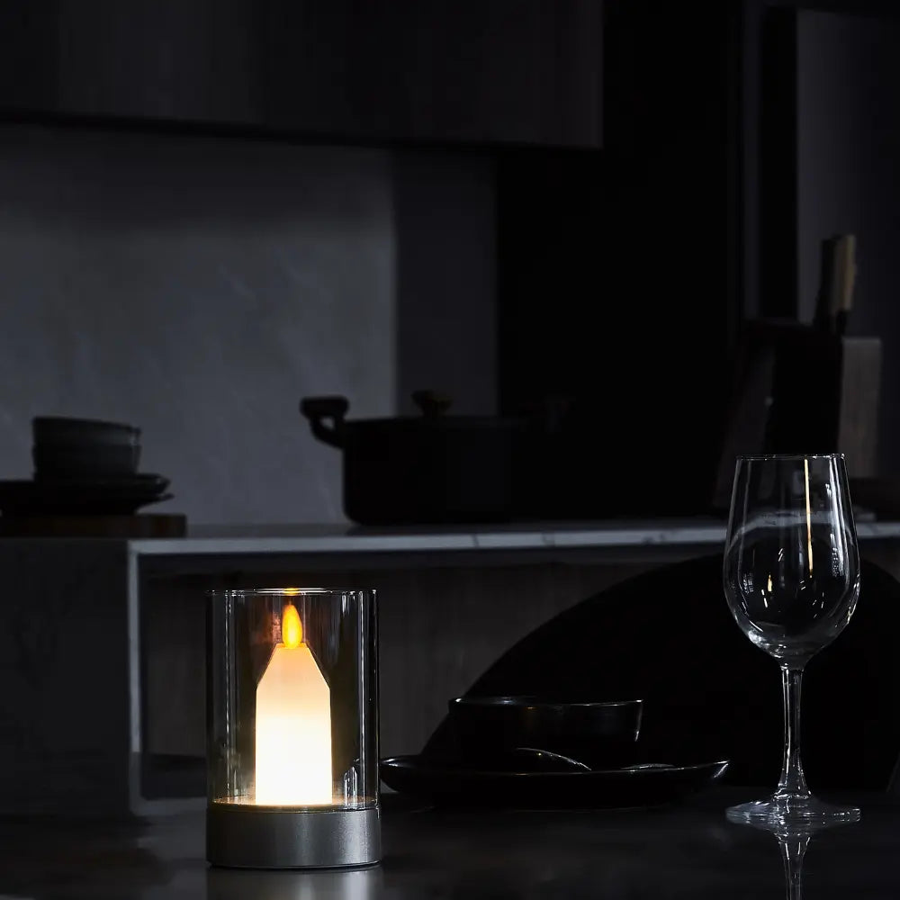 Flameless LED Candle Lamp | Warm White Flicker, Hand Gesture Control | USB Rechargeable, No Flame or Smoke, No Wax