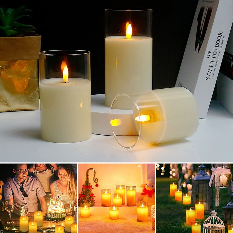Flameless LED Candle with 3D Wick | Remote Control, Adjustable Brightness, 8-Hour Timer | Real Wax, Flicker Flame Effect