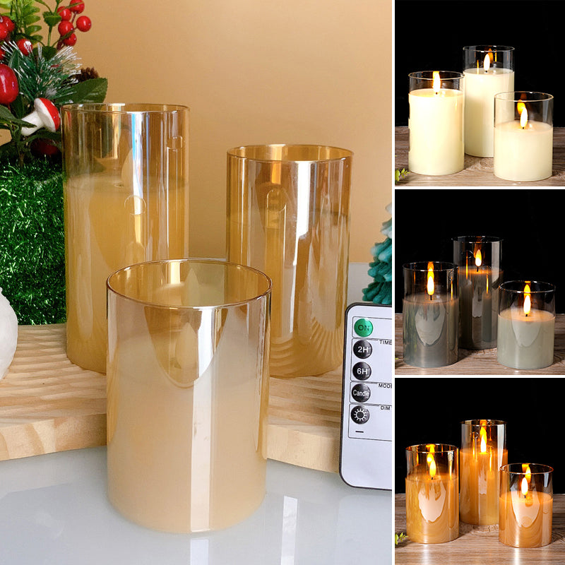 Flameless LED Candle with 3D Wick | Remote Control, Adjustable Brightness, 8-Hour Timer | Real Wax, Flicker Flame Effect