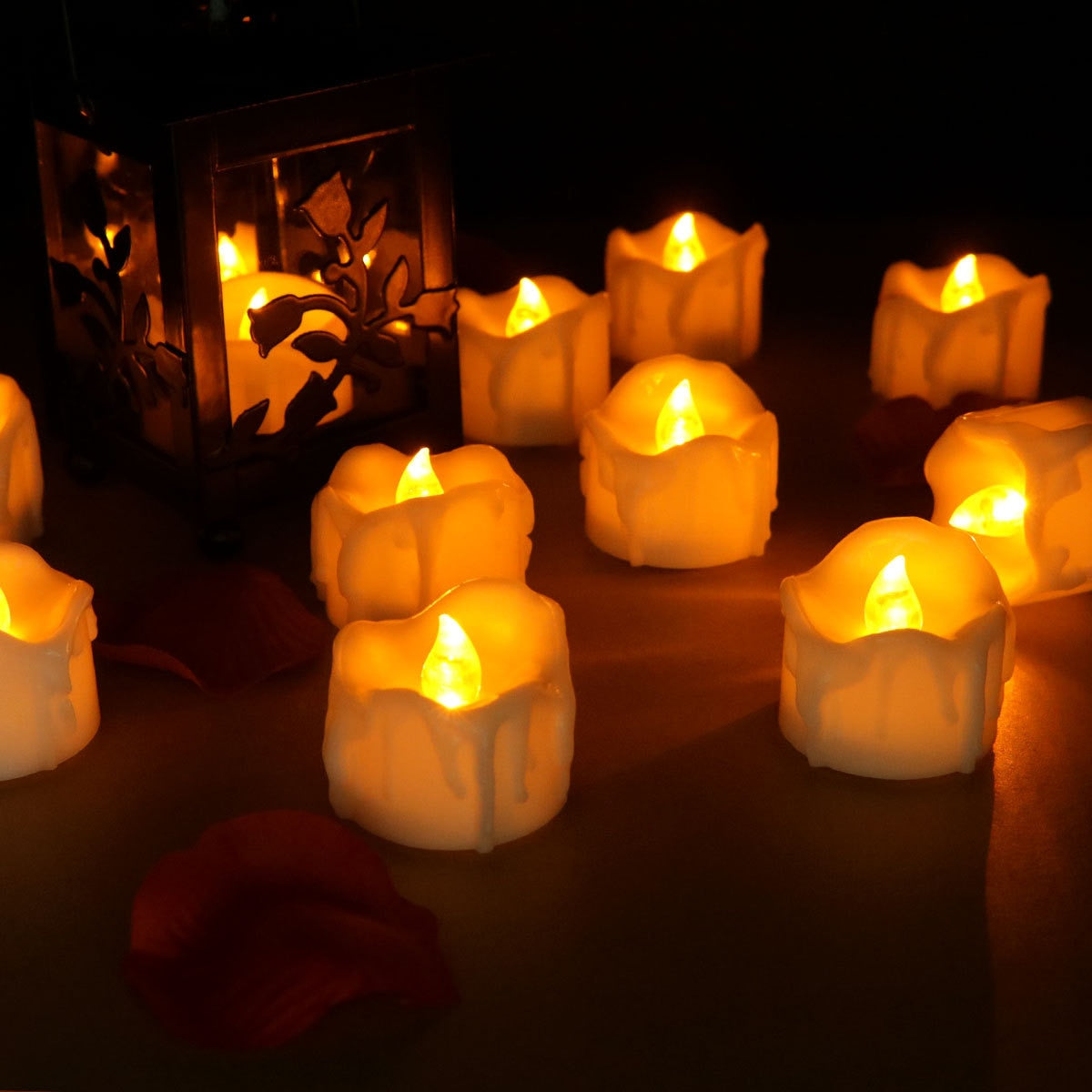 Flameless LED Candles 12-Pack, Plastic, 2.9 x 3.6 cm | Warm White, White, Yellow | 60-Hour Battery Life, No Open Flame