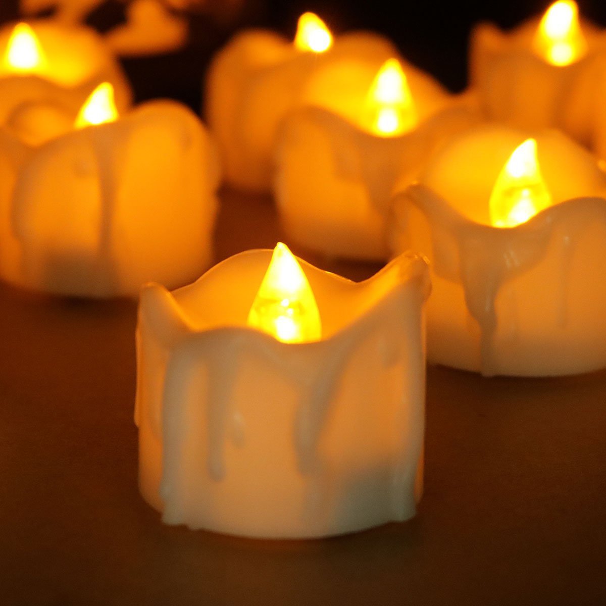 Flameless LED Candles 12-Pack, Plastic, 2.9 x 3.6 cm | Warm White, White, Yellow | 60-Hour Battery Life, No Open Flame