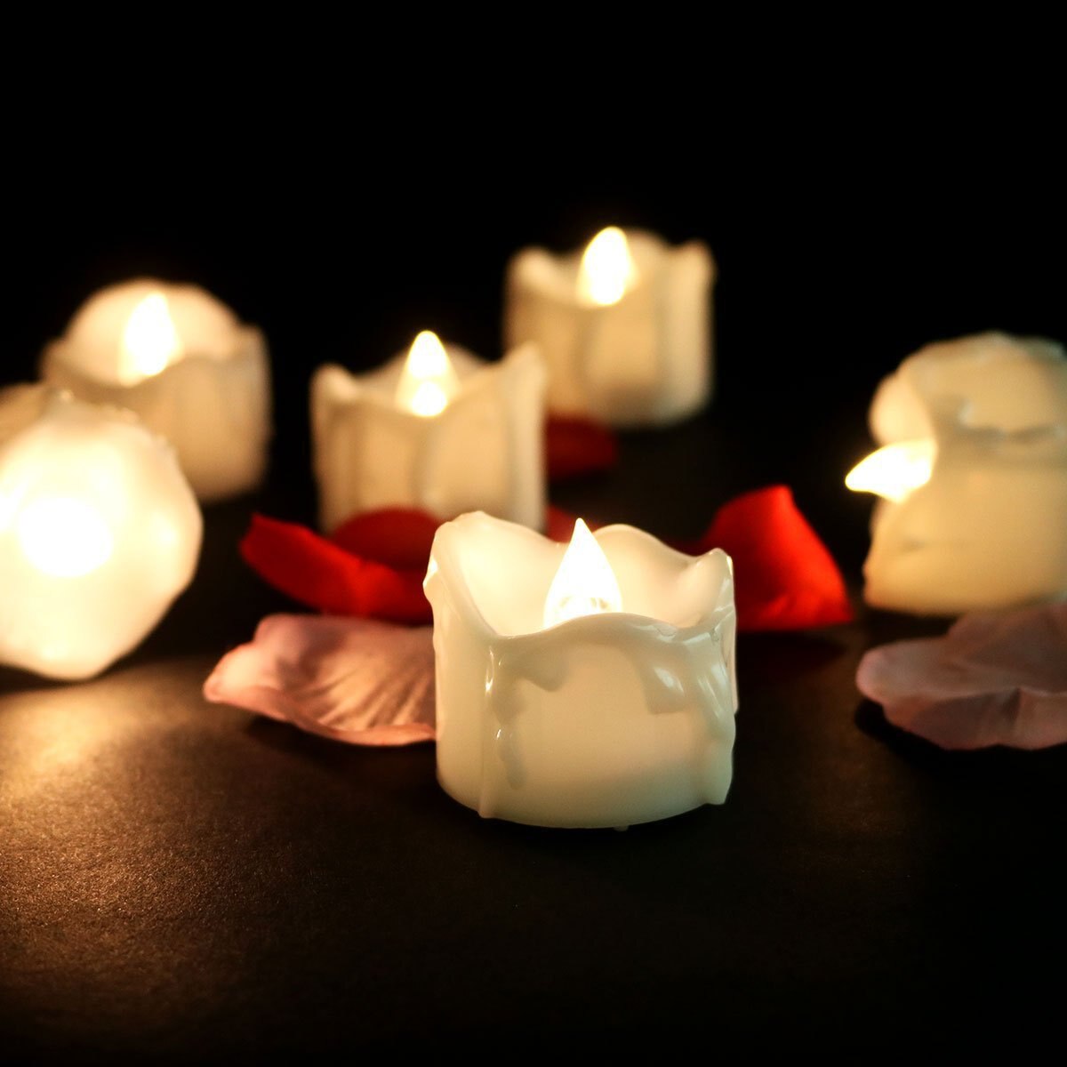 Flameless LED Candles 12-Pack, Plastic, 2.9 x 3.6 cm | Warm White, White, Yellow | 60-Hour Battery Life, No Open Flame