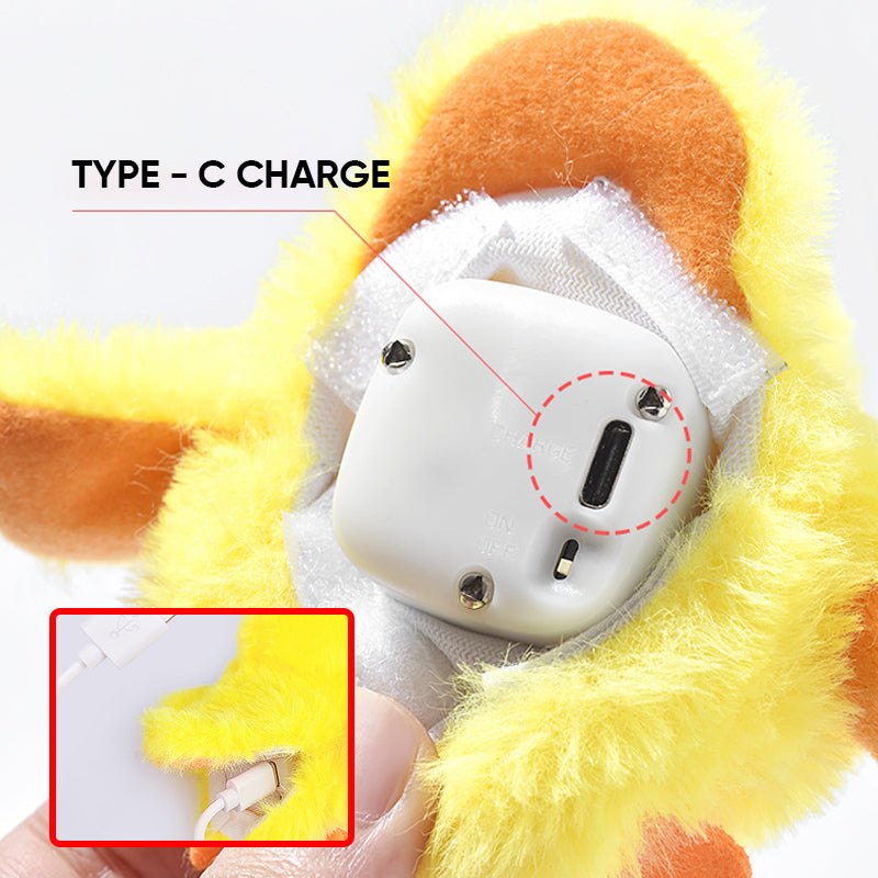 Flapping Duck Cat Toy | Motion Sensor Activated Flapping and Quacking | USB Rechargeable Plush Interactive Toy for Cats