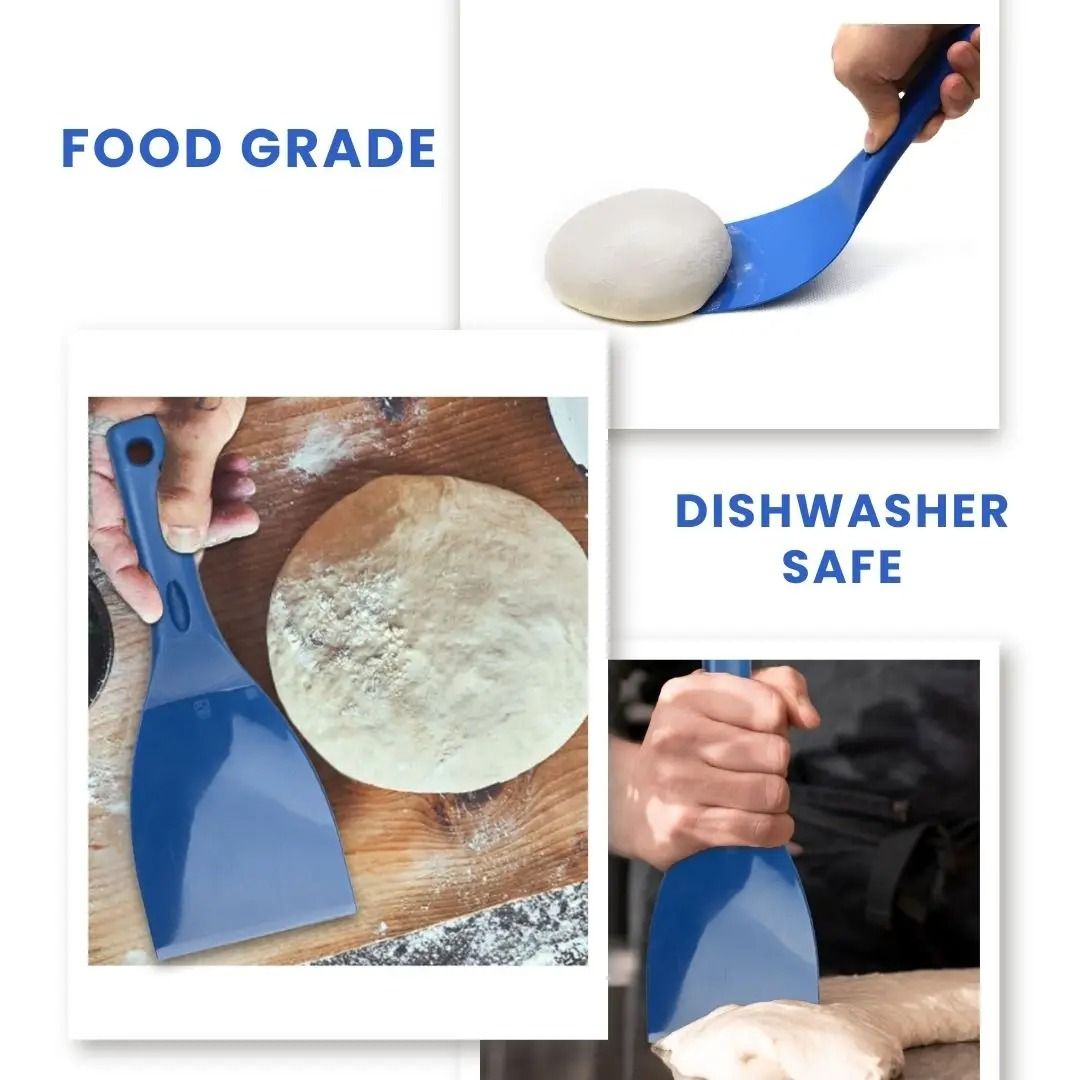Flexible Pizza Dough Scraper Spatula Food-Grade Plastic | Ergonomic Handle, Hanging Hole | Non-Scratch Dough Cutting & Lifting