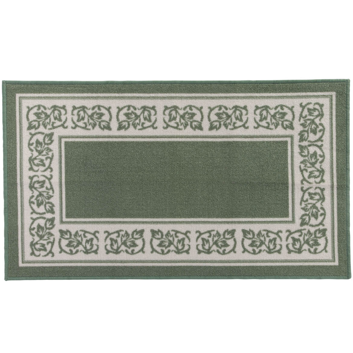 Floral Border Rug 100% Nylon | 5 Sizes, 4 Colours: Blue, Brown, Burgundy, Green | Non-Skid Latex Back, Machine Washable